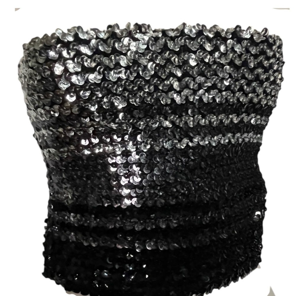 Vintage Formfit Rogers Black and Silver  Sequin Tube Top
